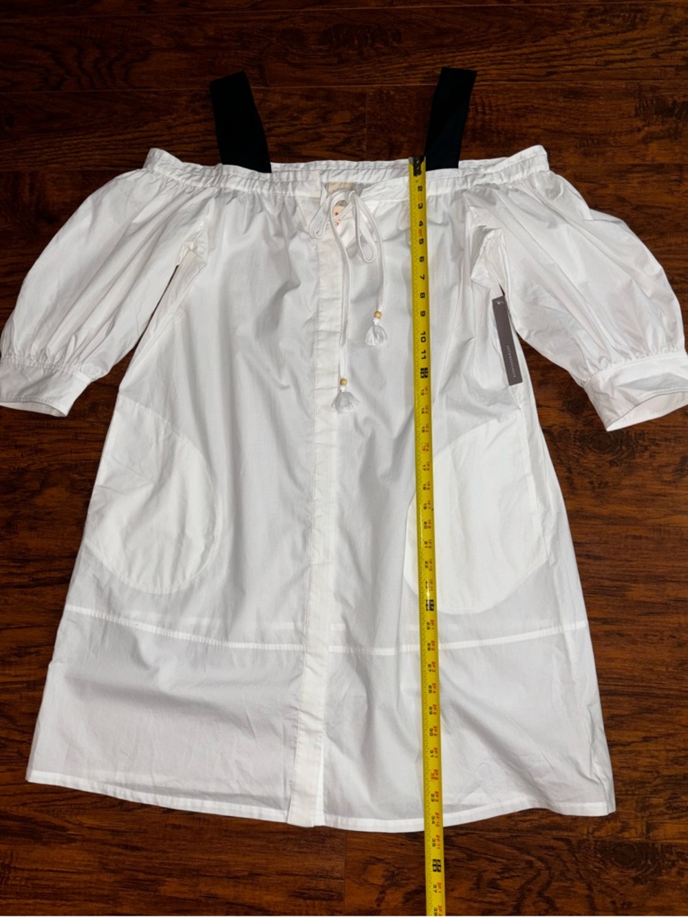 Anthropologie NWT Plenty by Tracy Reese Off Shoulder White Tie-Front Midi Dress - Picture 5 of 9